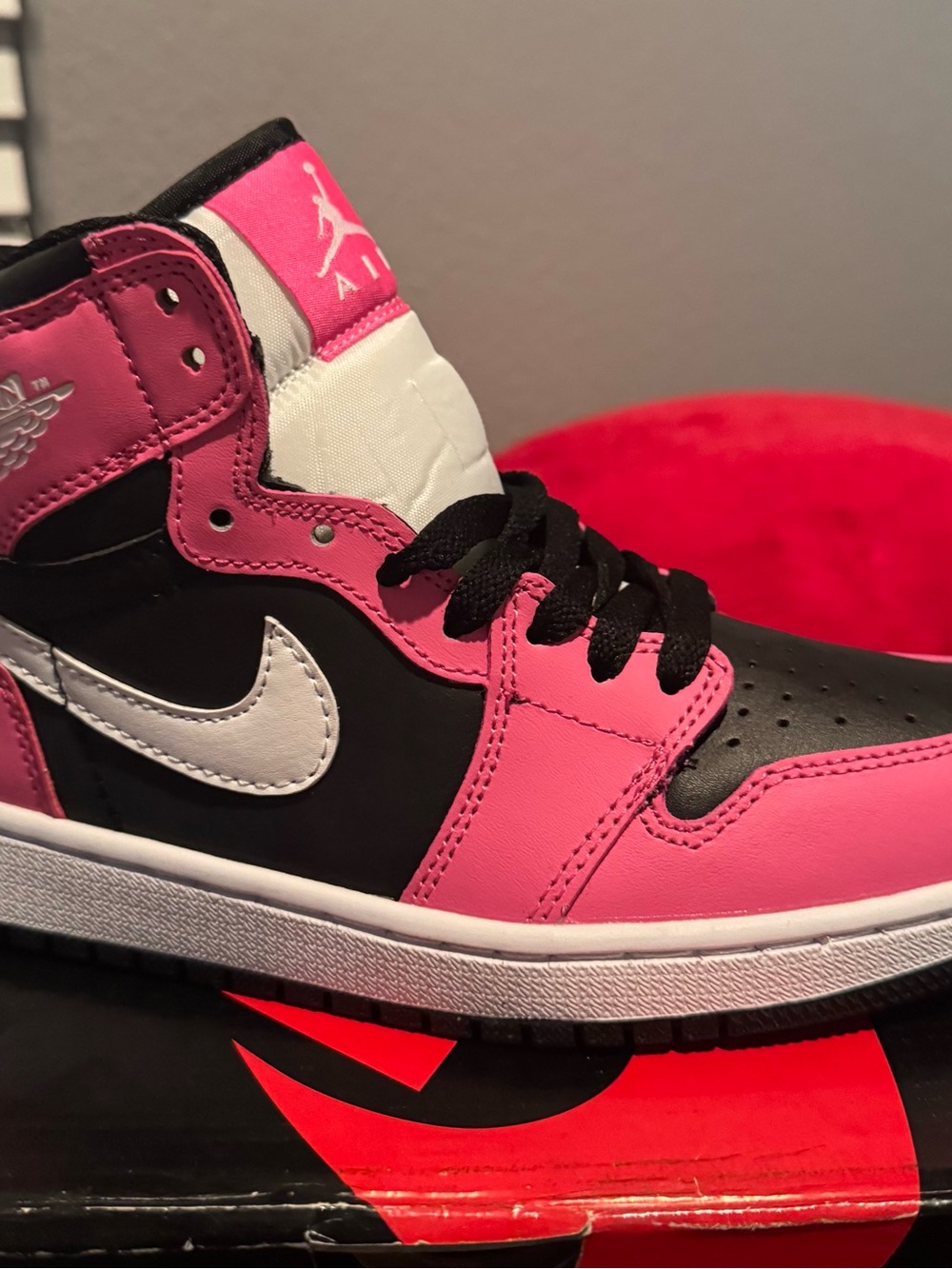 Air 1 High Top Sneaker - Pink, Black & White